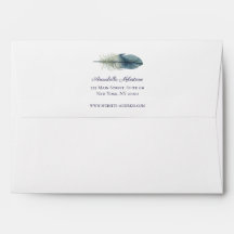 Chic Hand gezogen blauen grauen Wasserfarbenfeder