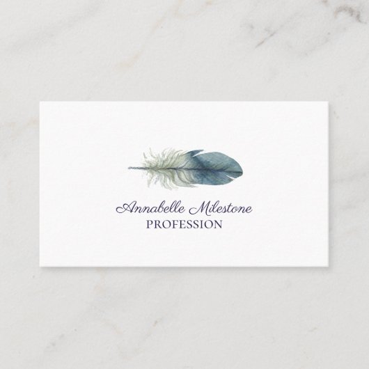 Chic Hand gezogen blauen grauen Wasserfarbenfeder Visitenkarte (Vorderseite)