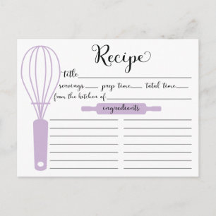 Chic Hand Letder Whisk Recipe Card Postkarte
