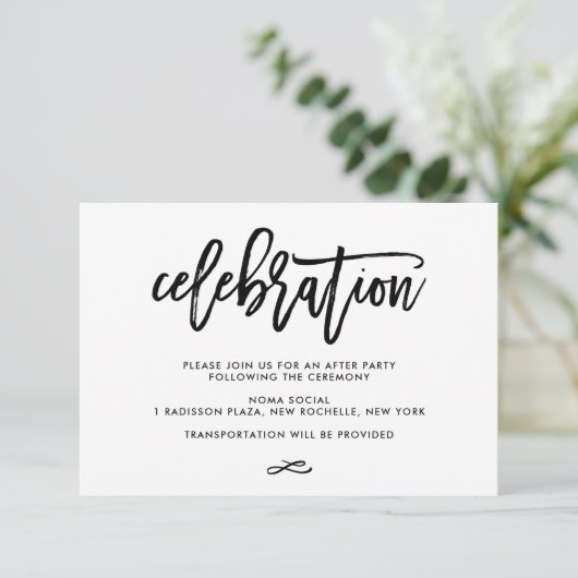 Chic Hand Letding Wedding Celebration Enclosure Begleitkarte (Stehend Vorderseite)