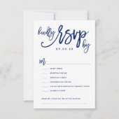 Chic Hand Letding Wedding RSVP Optionen Card Navy (Vorderseite)