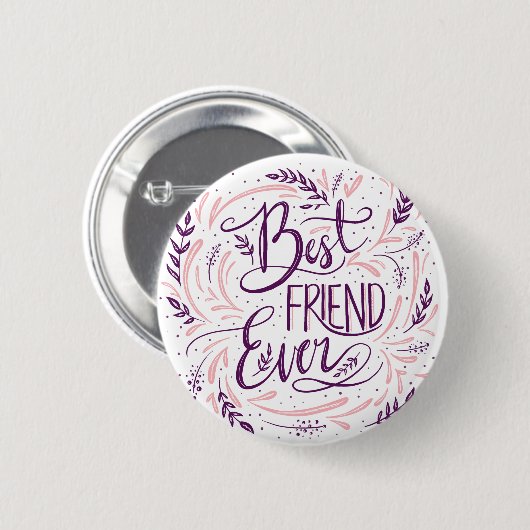 Chic Hand Letted Best Friend je Typografie Button (Vorne & Hinten)