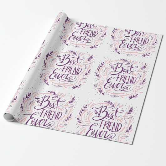 Chic Hand Letted Best Friend je Typografie Geschenkpapier (Ungerollt)