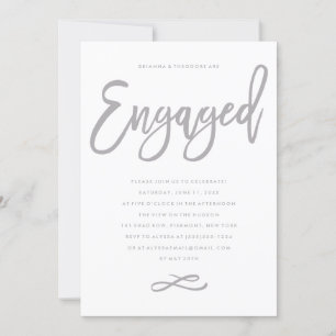 Chic Hand Letted Engagement Party Einladung