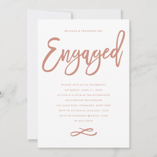 Chic Hand Letted Engagement Party Einladung (Vorderseite)