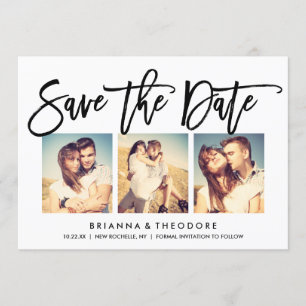 Chic Hand Letted Foto Collage Save The Date