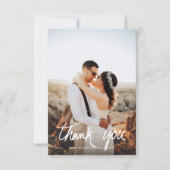 Chic Hand Letted Foto Wedding Dankeskarte (Vorderseite)