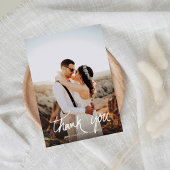 Chic Hand Letted Foto Wedding Dankeskarte