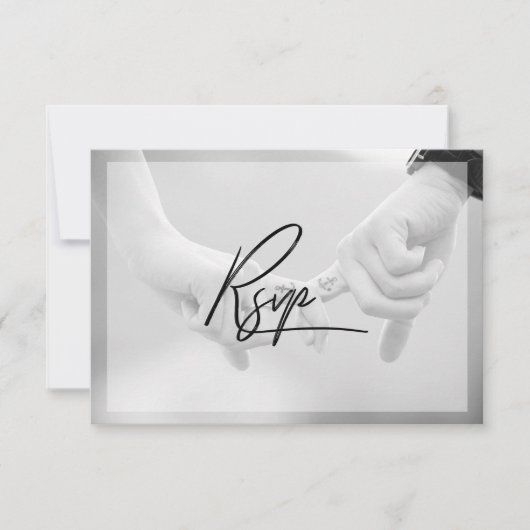 Chic Hand Letted Foto Wedding RSVP Karte (Vorderseite)