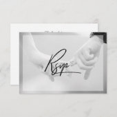 Chic Hand Letted Foto Wedding RSVP Karte (Vorne/Hinten)