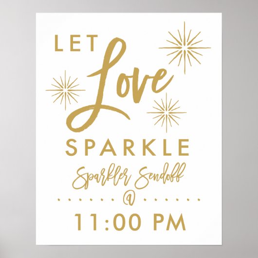 Chic Hand Letted Gold Sparkler Sendoff Zeichen Poster (Vorne)