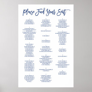Chic Hand Letted Navy Alphabetical Seekarte Poster