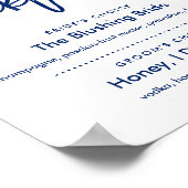 Chic Hand Letted Navy Signature Cocktails Menü Poster (Ecke)