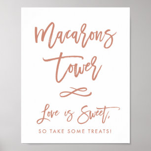 Chic Hand Letted Rose Hochzeit Macarons Zeichen Poster
