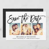 Chic Hand Letted Save the Date Foto Collage (Vorne/Hinten)