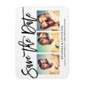 Chic Hand Letted Save the Date Foto Collage Magnet (Vertikal)