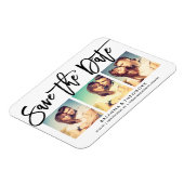 Chic Hand Letted Save the Date Foto Collage Magnet (Linke Seite)