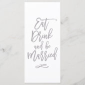 Chic Hand Letted Silver Wedding Menu Menükarte (Rückseite)