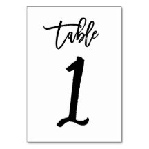 Chic Hand Letted Tischnummer Card | Tabelle 1