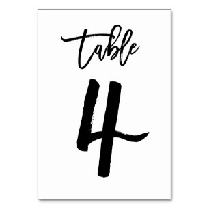 Chic Hand Letted Tischnummer Card   Tabelle 4