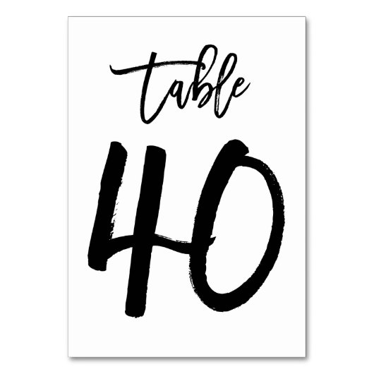 Chic Hand Letted Tischnummer Card | Tabelle 40 (Rückseite)