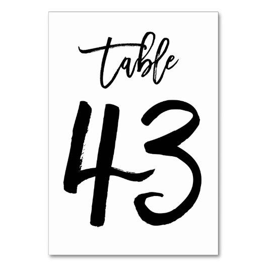 Chic Hand Letted Tischnummer Card | Tabelle 43 (Vorderseite)
