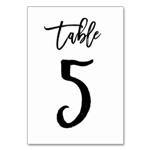 Chic Hand Letted Tischnummer Card   Tabelle 5