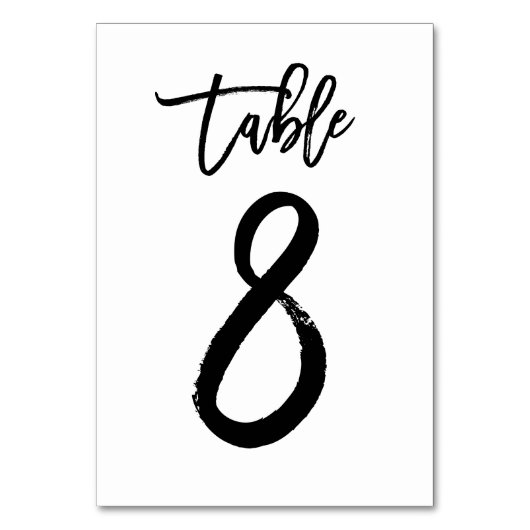 Chic Hand Letted Tischnummer Card | Tabelle 8 (Vorderseite)