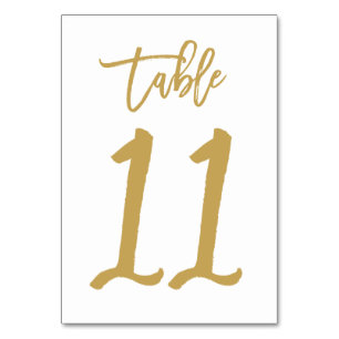 Chic Hand Letted Tischnummer Gold   Tabelle 11