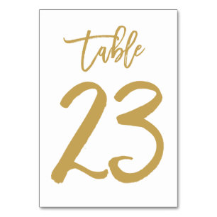 Chic Hand Letted Tischnummer Gold   Tabelle 23