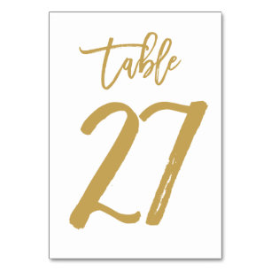 Chic Hand Letted Tischnummer Gold   Tabelle 27