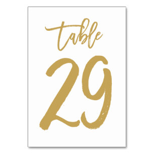 Chic Hand Letted Tischnummer Gold   Tabelle 29