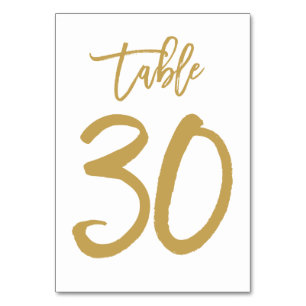 Chic Hand Letted Tischnummer Gold   Tabelle 30