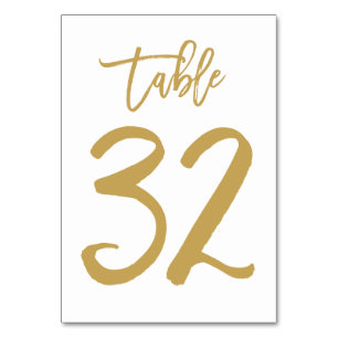 Chic Hand Letted Tischnummer Gold   Tabelle 32