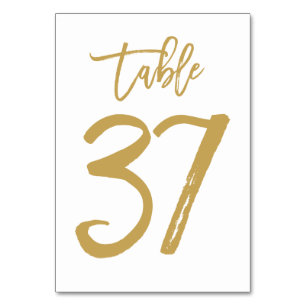 Chic Hand Letted Tischnummer Gold   Tabelle 37