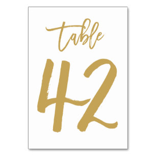 Chic Hand Letted Tischnummer Gold Tabelle 42