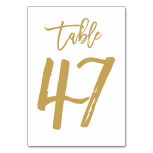 Chic Hand Letted Tischnummer Gold   Tabelle 47