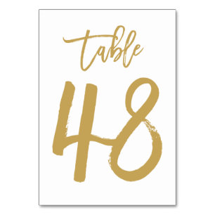 Chic Hand Letted Tischnummer Gold   Tabelle 48