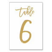 Chic Hand Letted Tischnummer Gold | Tabelle 6 (Vorderseite)