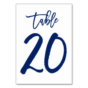 Chic Hand Letted Tischnummer Navy   Tabelle 20