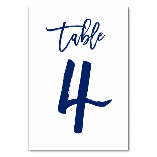 Chic Hand Letted Tischnummer Navy | Tabelle 4 (Rückseite)