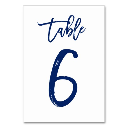 Chic Hand Letted Tischnummer Navy | Tabelle 6 (Vorderseite)