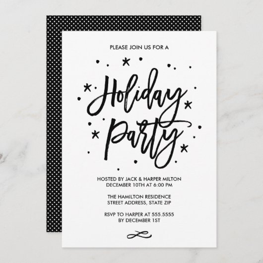 Chic Hand Letted Typografy Holiday Party Einladung (Vorne/Hinten)