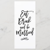 Chic Hand Letted Wedding Menu Menükarte (Rückseite)