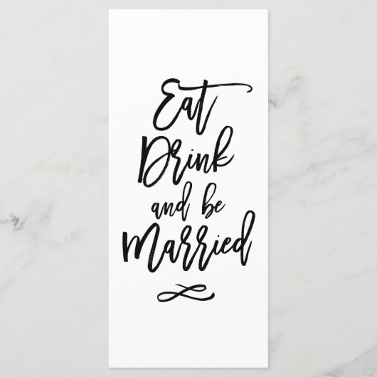 Chic Hand Letted Wedding Menu Menükarte (Rückseite)