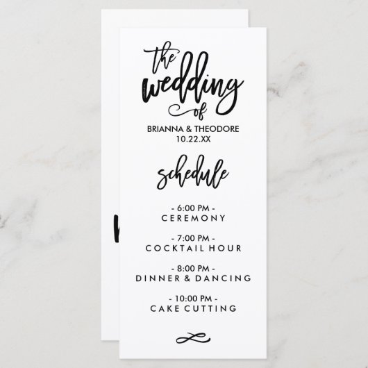 Chic Hand Letted Wedding Menu Menükarte (Vorne/Hinten)