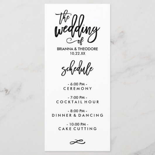 Chic Hand Letted Wedding Menu Menükarte (Vorderseite)