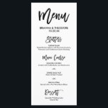 Chic Hand Letted Wedding Menu Menükarte<br><div class="desc">Einfache und schicke Speisekarte in Weiß und Schwarz. Besuchen Sie unseren Online-Shop ,  um mehr Stücke aus dieser Sammlung zu sehen!</div>