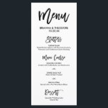 Chic Hand Letted Wedding Menu Menükarte<br><div class="desc">Einfache und schicke Speisekarte in Weiß und Schwarz. Besuchen Sie unseren Online-Shop ,  um mehr Stücke aus dieser Sammlung zu sehen!</div>