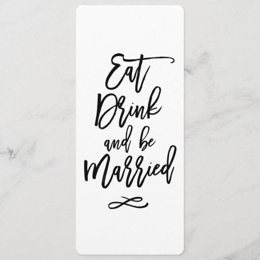 Chic Hand Letted Wedding Menu Menükarte (Rückseite)